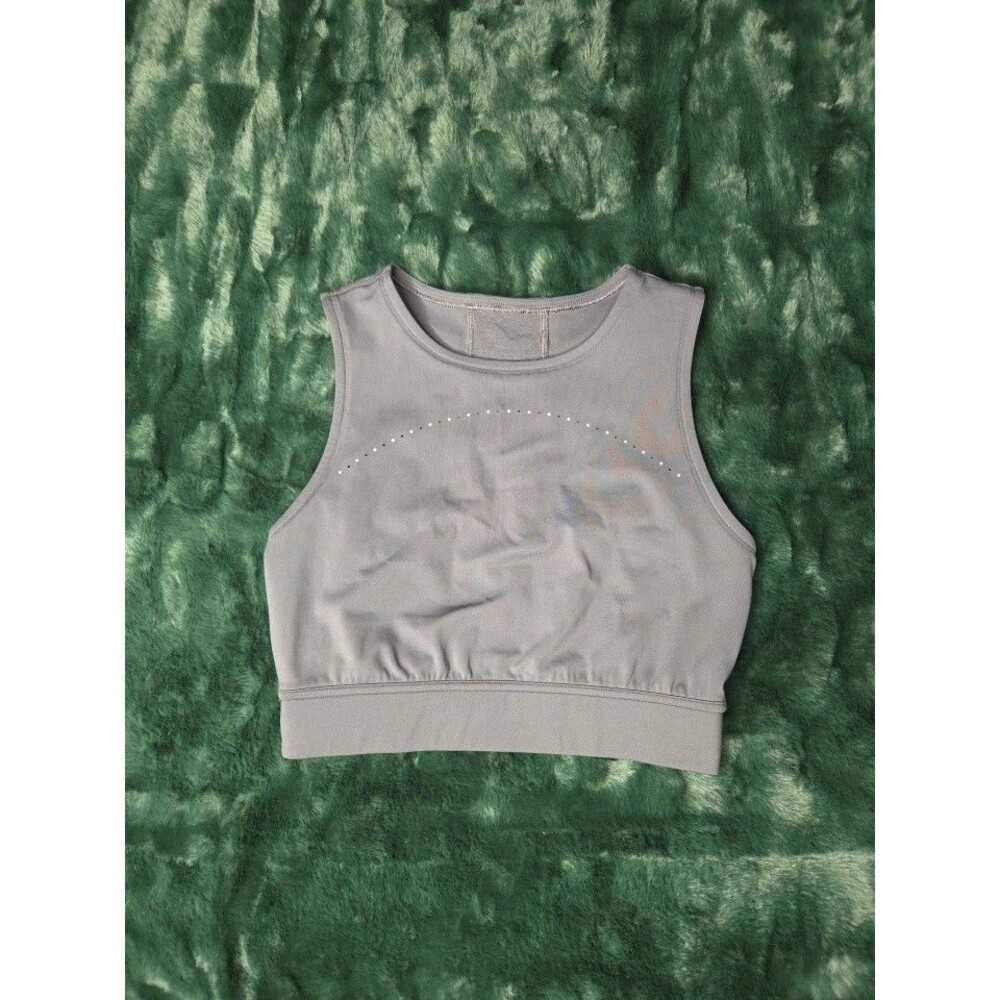 Lululemon Hotty Hot Cropped Tank Top Graphite Grey Reflective Women’s Size 2